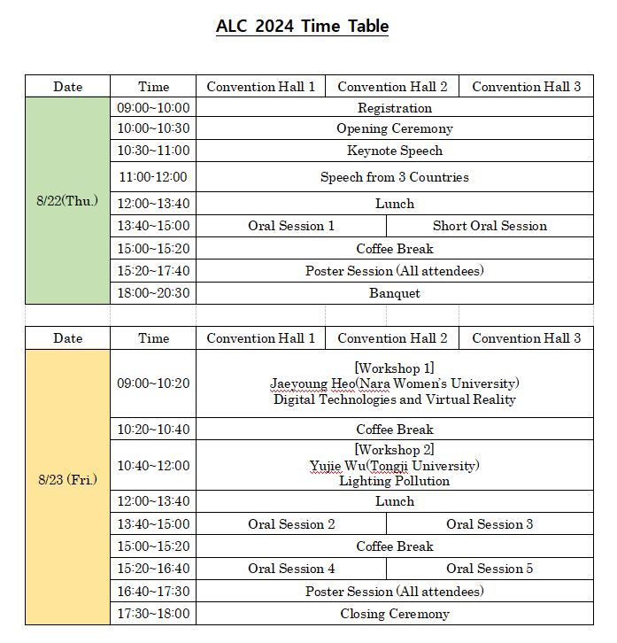 ALC2024 Time Table